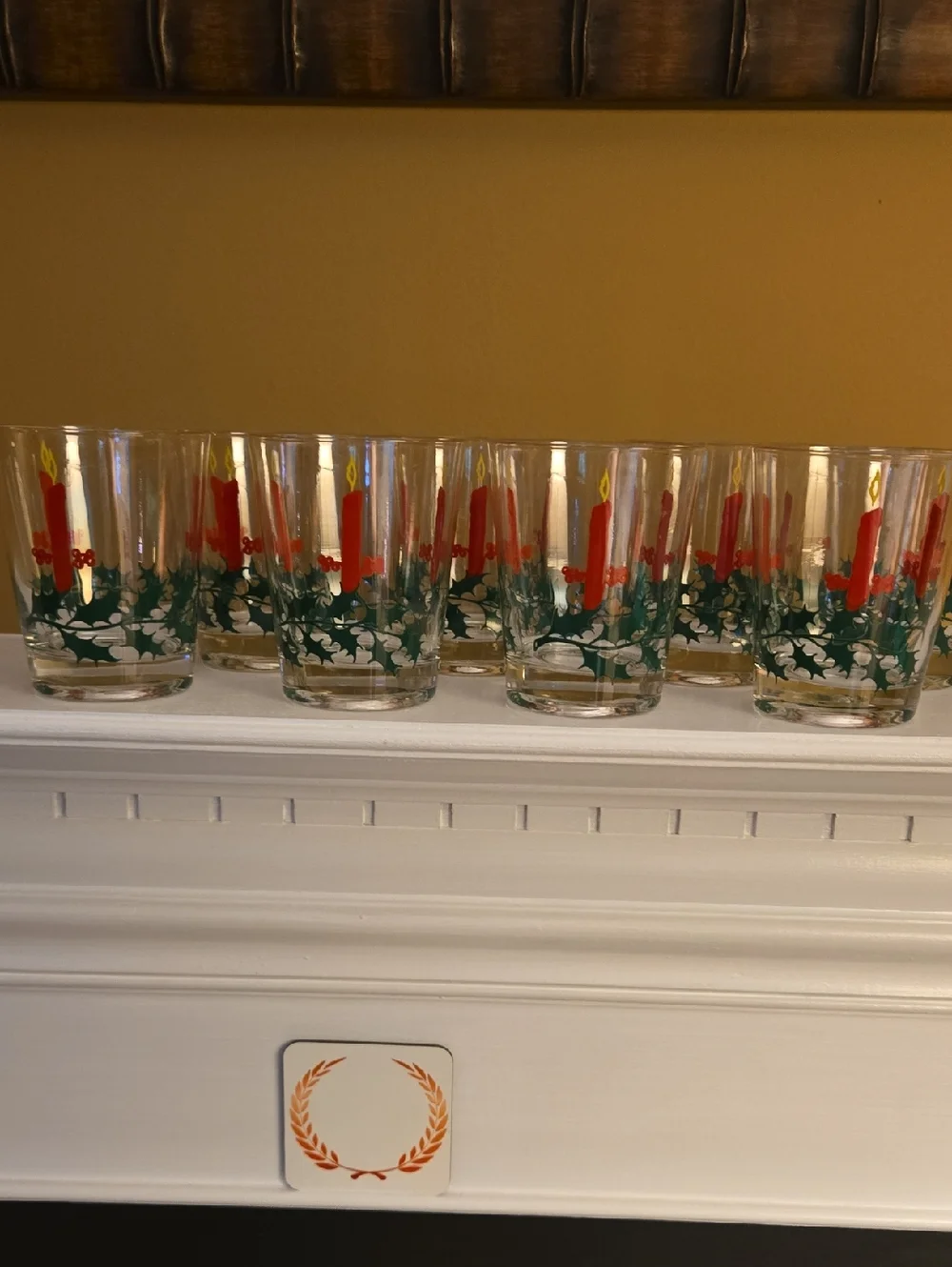 Vintage Holiday Candle Highball Glasses - Set of 8